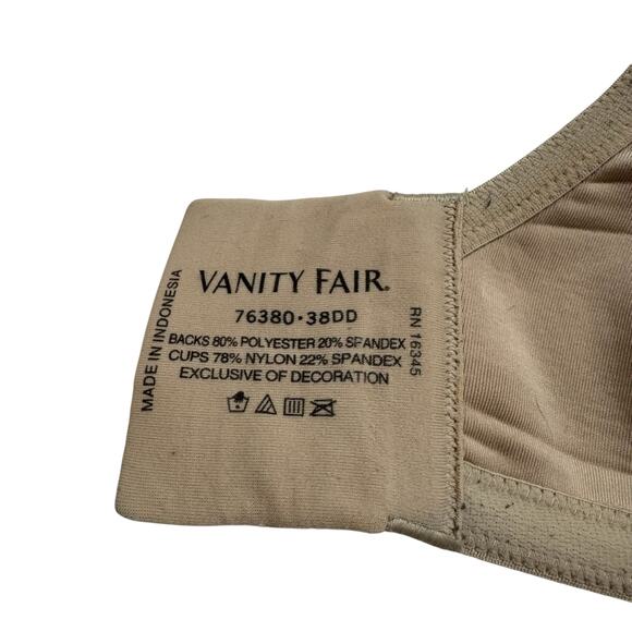 VANITY FAIR Beauty Back Full Figure Underwire Smoothing Bra Beige Sz 38DD 76380 - Picture 3 of 6
